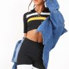 Clothing Rebellious Fashion | Black And Mustard Stripe Crop Top And Leggings Co-Ord - Ramey