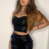 Clothing Rebellious Fashion | Black Faux Leather Corset Top Shorts Co-Ord - Becka